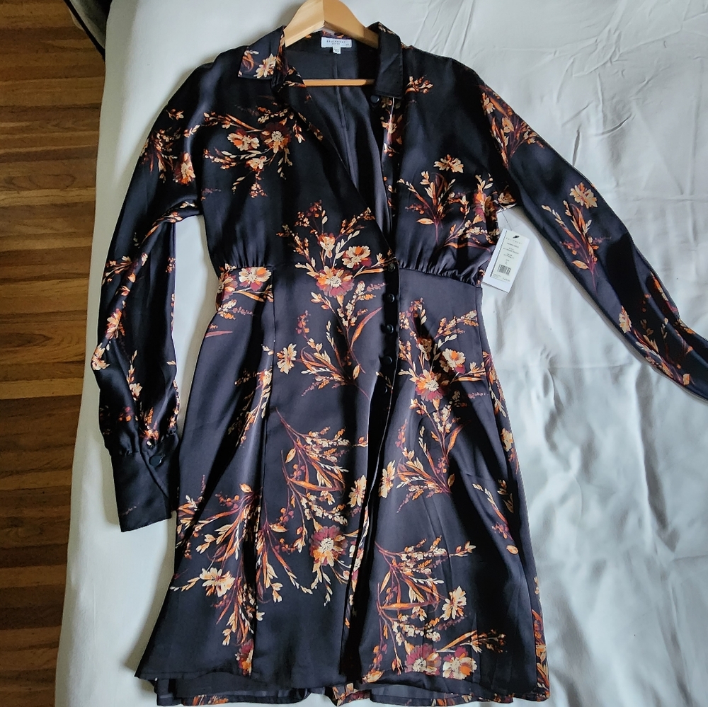 NWT Equipment Navy Silk Floral Dress